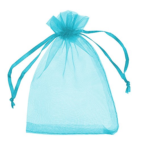 100/200PCS Organza Bags Gift Candy Sheer Bags , 5"X 7"- 100PCS, Teal Blue - color: Blue-5" X 7"(100PCS)