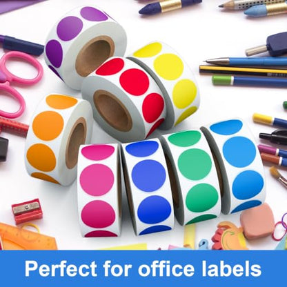 3/4" Round Color Coding Circle Dot Sticker Labels, 8 Colors - color: 8-colors