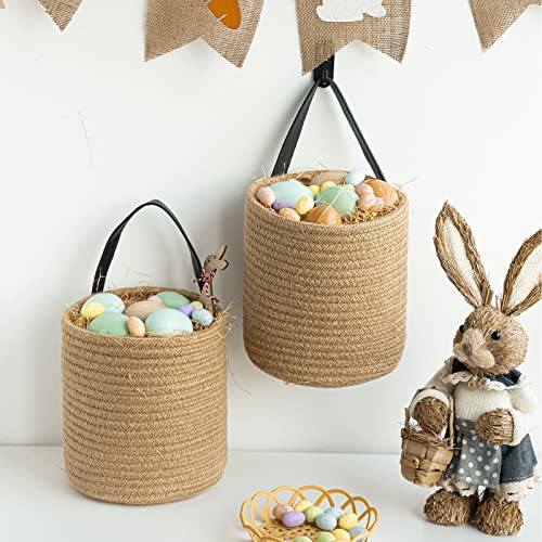 Goodpick 2 Pack Jute Wall Hanging Storage Baskets, Over Door Organizer - color: Jute
