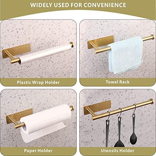 Paper Towel Holder - Eolax Under Cabinet Paper Towel Bar for Kitchen, Wall Mount Self Adhesive or Drilling Paper Towel Rack, 304 Stainless Steel (Gold) - color: Gold