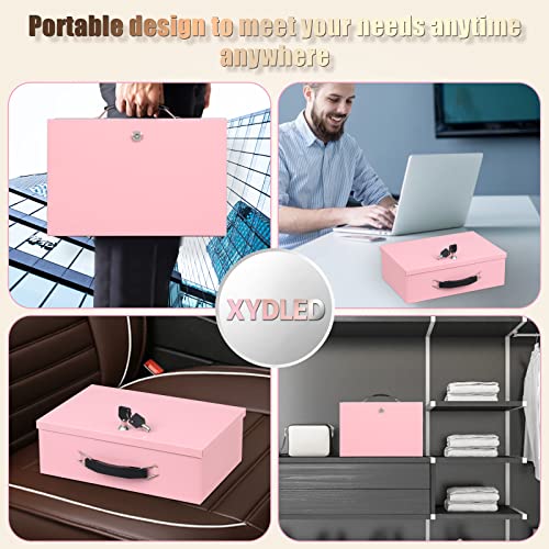 xydled Fireproof Document Box with Key Lock, Fire Safe Box, Pink - color: Pink, size: Large