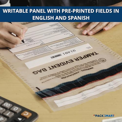 12"x16" Clear Plastic Deposit Bags with Security Tape Tamper Evident - Secure Bank Deposits, Cash Handling, & Currency Transport | Self-Sealing Tape with Hidden Graphics | 100-Pack - color: Clear, size: 12"x16"
