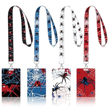Liliaafar 4 Pcs Spider Badge Reel Lanyard with ID Card for Teachers Student - style: Spider Style