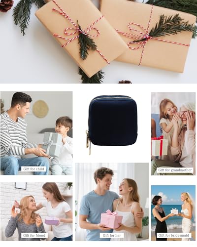 Stratalife Small Travel Jewelry Case, Velvet Storgae Pouch - color: Navy Blue-02
