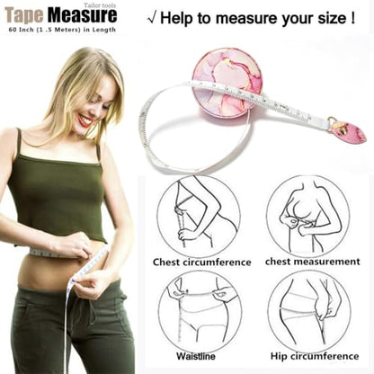 Tape Measure Body Measuring Tape，Medical Body Cloth Tailor Craft Dieting Measuring Tape, Dual Sided Retractable Ruler Colour Printed Soft Tape Measure Retractable - color: Pink Flow Gold 1 pack