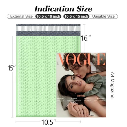 Famagic Mint Green Bubble Mailers 10.5x16 for Clothing, 25pc Usable 10.5x15 - color: Mint Green, size: 10.5x16 Inches