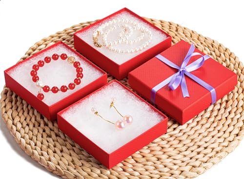 GEFTOL Jewelry Gift Boxes 20 Pack 3.5x3.5x1 Inch Cardboard Jewelry Boxes,Small Gift Boxes for Jewelry Earrings Necklaces Handmade Bangles Bracelets(Red) - color: Red, size: 3.5x3.5x1 Inch (Pack of 20)
