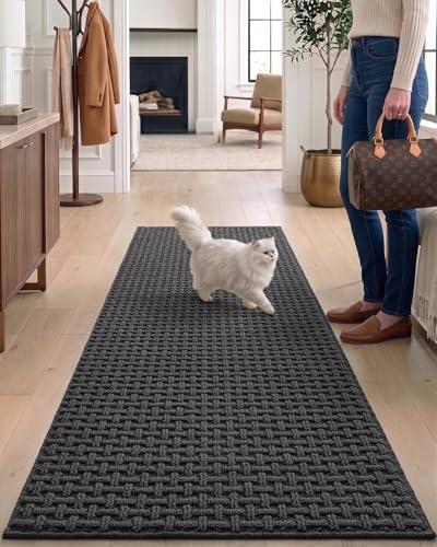 DEXI Hallway Runner Rug 24x72, Non Slip Runner Rugs Washable, Dark Grey - color: Dark Grey, size: 24'' x 72''(Runner)
