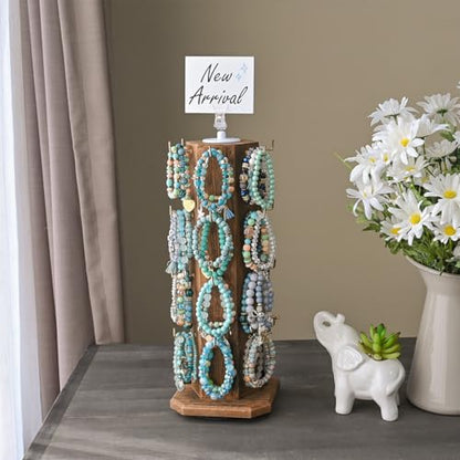 Ikee Design 6-Sided Rotating Jewelry Display Tower, 24 Hooks