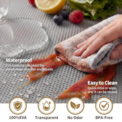 PABUSIOR Clear Shelf Liners for Cabinets: 15"W x 240"L Dual-Sided Non-Slip - size: 15"W x 240"L