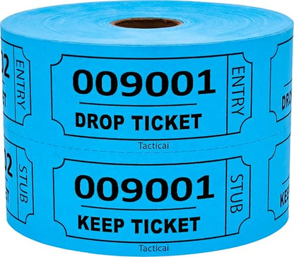 Tacticai 500 Jumbo Raffle Tickets, Big Number, 50/50 Double Roll, Blue