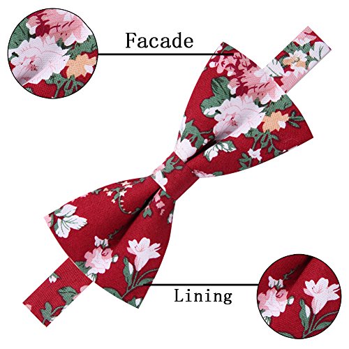 AUSKY 8 PACKS Elegant Adjustable Pre-tied Bow Ties for Men Boys (1&4&5&6&8 Pack for option) - color: Floral B