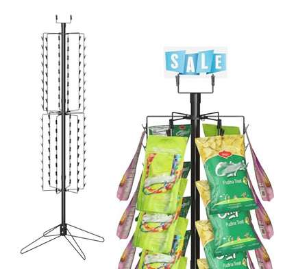 tonchean Rotating Retail Display Racks 108 Clips Spinning Chip Snack Stand