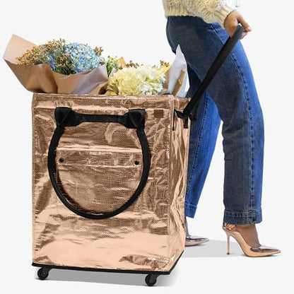 CleverMade Rolling Tote Bag With Wheels, 90L, 75 lb, Rose Gold - color: Rose Gold, size: 90l