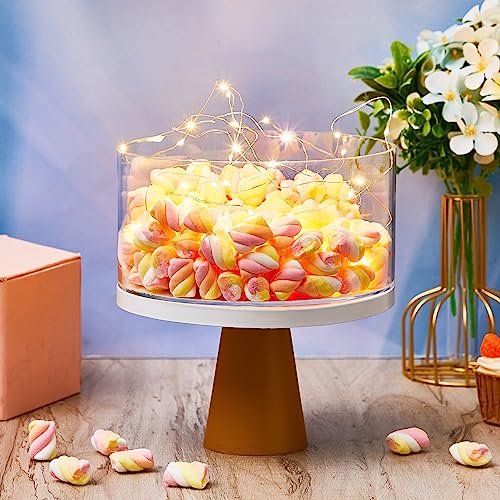 Sunnyray 2 Pcs Acrylic Cake Stands for Dessert Table Clear Fillable Cake Riser Cupcake Tier with LED Strings for Birthday Wedding Holiday Party Display(10", 14") - size: 10", 14"