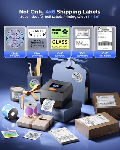 Phomemo Shipping Label Printer with Touchable Screen & Built-in Label Bin - color: Grey