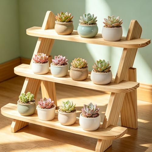 Wooden Display Stand, Tiered Cupcake Stand, 3 Tier Display Stand Riser - color: Natural-3Tier