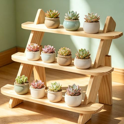 Wooden Display Stand, Tiered Cupcake Stand, 3 Tier Display Stand Riser - color: Natural-3Tier