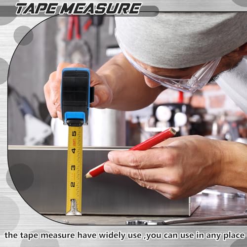 Youyole 12 Pack Tape Measure with Fractions 1/8 Steel Measuring Tape Retractable Easy Read Measurement Ruler Steel Power Blade (25 ft X 1 in,Blue) - color: Blue