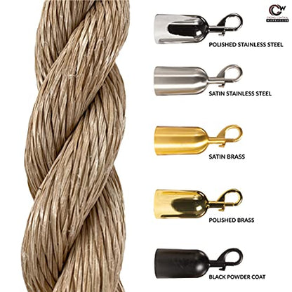 Montour Line Blue Heavy-Duty Twisted Polypropylene Rope 6 Feet with Satin Stainless Steel Snaps, Post Queue Line Barrier for Movie Theaters, Grand Openings, Hotels - color: Blue
