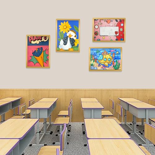 Wall-Mounted Sign Holder 8.5x11, Self-Adhesive Horizontal and Vertical - color: Gold