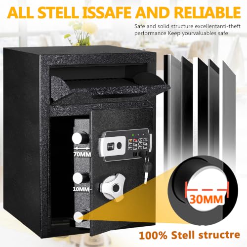 KAER 2.8 Cuft Drop Safe for Small Business Heavy Duty Steel Money Safe with Drop Slot for Cash,Slips,Documents,Depository Cash Safe with Fireproof Bag,Anti-Theft Cash Drop Box for Home/Retail/Office - size: 2.8 Cuft
