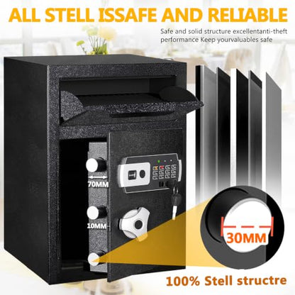KAER 2.8 Cuft Drop Safe for Small Business Heavy Duty Steel Money Safe with Drop Slot for Cash,Slips,Documents,Depository Cash Safe with Fireproof Bag,Anti-Theft Cash Drop Box for Home/Retail/Office - size: 2.8 Cuft