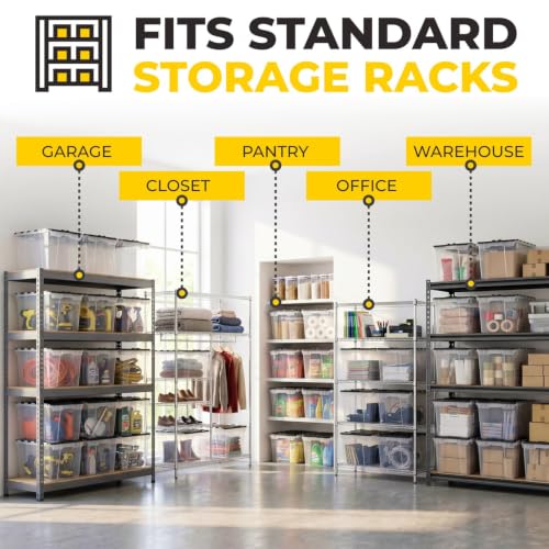 12 Gallon Heavy Duty Plastic Storage Tote with Flip Lid 21.5"×15.25"× 12.5" - style: Pack of 4