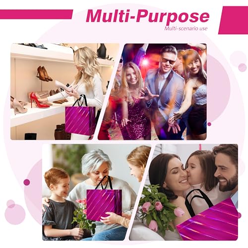 cabzymx Non Woven Reusable Gift Bags Bulk 16 Pack - Sturdy Gift Bags with Handles for Events & Parties - Eco Friendly Goodie Bags (Hot Pink 12.6" L x 4.7" W x 11" H) - color: Hot Pink-16 PACK, size: 1 Count (Pack of 16)