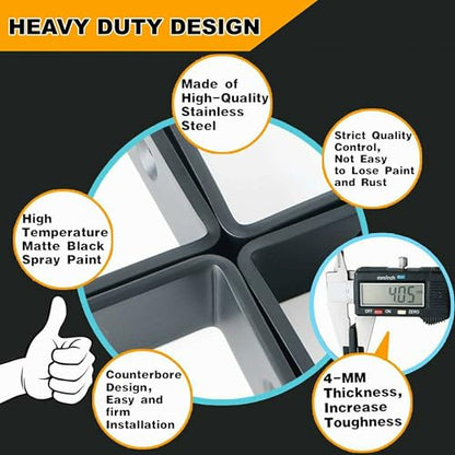 Alise 4Pcs Floating Shelf Brackets, Black Heavy Duty L Bracket for Shelves - color: Black, size: (4P) 6x6x1 inch
