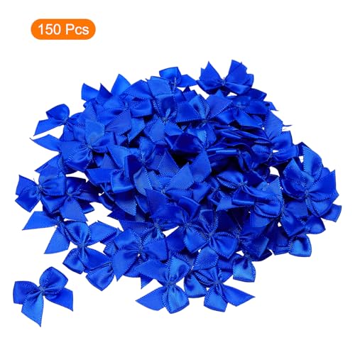 MECCANIXITY Mini Ribbon Bow 1" Mini Fabric Flower Bows Dark Blue 150Pcs - color: Dark Blue