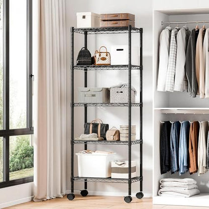 DUMOS 5-Tier Metal Storage Shelves, Shelving Unit, Storage Rack, 23" W - size: 5 Tiers