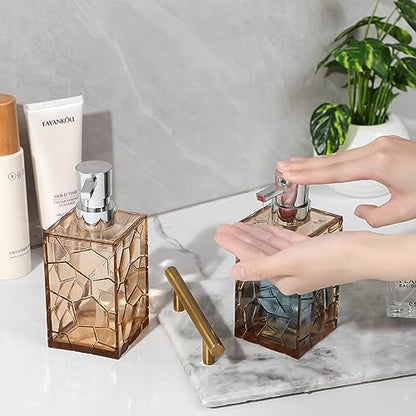 Clear Acrylic Pump Bottle Refillable Lotion Soap Dispenser 10oz Light Brown - color: Clear Light Brown, size: 1 Pack