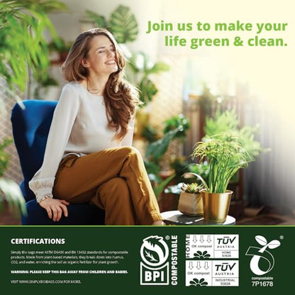Simply Bio 50-55 Gallon Compostable Trash Bags Liners Flat-Top, Heavy Duty Extra Thick 2 Mil, 208.2 Liter, 12 Bags, Lawn, Yard, and Restaurant Use, ASTM D6400, US BPI, OK Compost Home Certified - size: 1 Count (Pack of 12), style: Flat-Top (55 Gal, 2 mil)