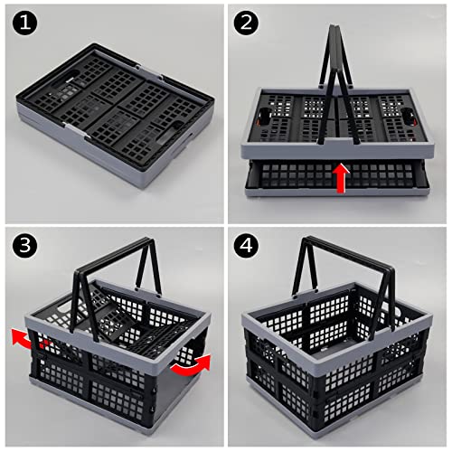 2-Pack 15 L Plastic Collapsible Shopping Basket with Handle
