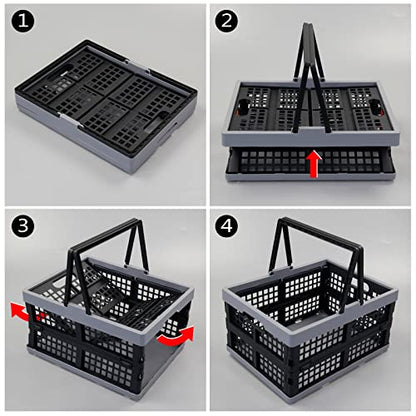 2-Pack 15 L Plastic Collapsible Shopping Basket with Handle