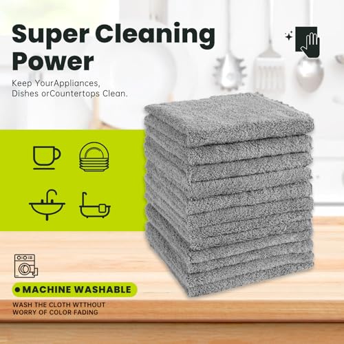 12 Pack Cleaning Cloth,Ultra Soft Absorbent Quick Drying Microfiber Cleaning Rags,No Scratches,Reusable,Washable,Lint Free Cleaning Towels for Kitchen,Window,Glass,car,11.8"×11.8"(Dark Grey) - color: Dark Grey