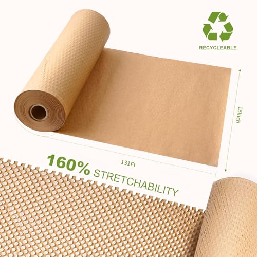 Honeycomb Packing Paper 15"x131' Recyclable Bubble Cushioning Wrap Roll - size: 15Inch x 131Feet