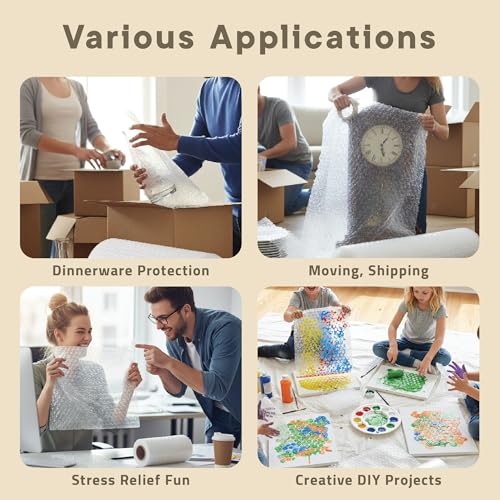 Bubble Wrap for Packing & Moving 1 Pack, 175 FT x 12” Bubble Cushioning Wrap with 3/16” Small Bubbles, Perforated Every 12” for Easy Tear, Lightweight Packing Wrap for Fragile Packaging & Mailing - size: Large