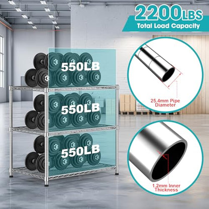 21"Depth Heavy Duty Metal Wire Shelving Unit Storage Shelves Adjustable Laundry Room Shelf Microwave Stand Sturdy Steel Storage Rack Organizer 1650LBS for Pantry Garage warehouse 21Dx30"Wx29"H - size: 3-Tier-Silver[21"D x 30"W x 29"H]