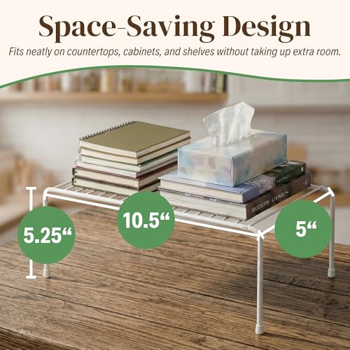 Evelots Wire Shelf Organizer Set, Metal Cabinet Shelf Risers, 6-Pack, White - color: White - Regular, size: Set of 6