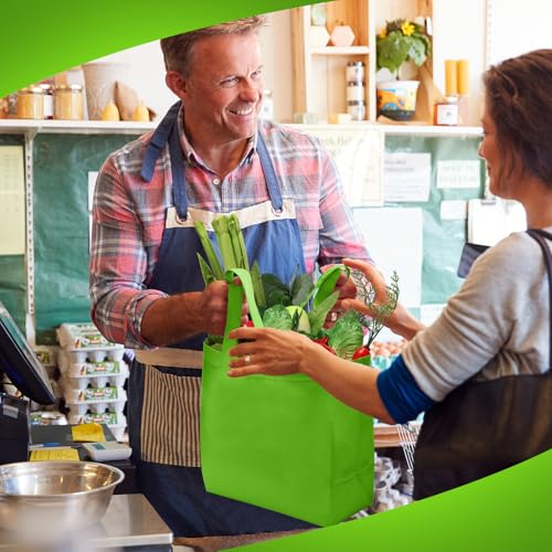 Reginary 50 Pcs Reusable Tote Bags Shopping Bags Non Woven, Green Fruit - color: Green Fruit