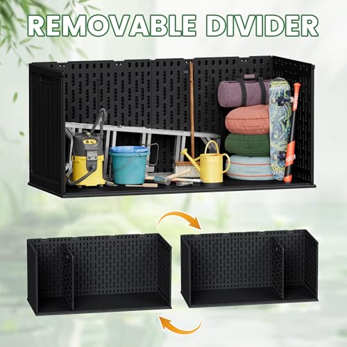 Devoko HDPE 260 Gallon Deck Box Double-Wall with Divider - color: Black, size: 260 Gallon 1 Pack