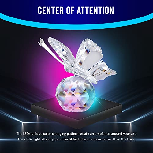 16 LED Multi-Color Light Stand Base- Lighted Acrylic Display, Crystal Display, Trophy & Art Hologram, 3D Pedestal Stand for Crafts, & Other Special Centerpieces, 4.5V AC/USB Adapter, Matte Black - style: Multi-Color Light