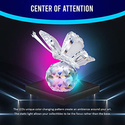 16 LED Multi-Color Light Stand Base- Lighted Acrylic Display, Crystal Display, Trophy & Art Hologram, 3D Pedestal Stand for Crafts, & Other Special Centerpieces, 4.5V AC/USB Adapter, Matte Black - style: Multi-Color Light