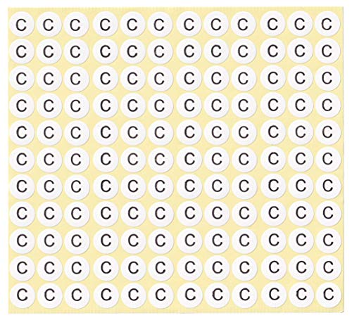 dealzEpic - Alphabet Stickers of The Letter C - Small Round Paper Self-Adhesive Peel and Stick Letter Labels - Set of 15 Sheets - color: Letter C