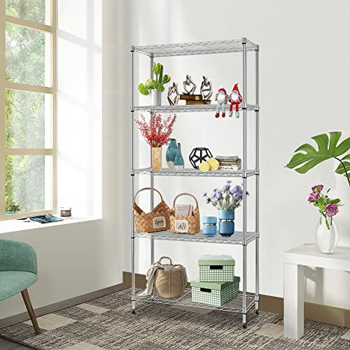 FDW | 5-Tier Wire Shelf | 24" x 14" x 60" | Chrome - color: Chrome, size: 24×14×60