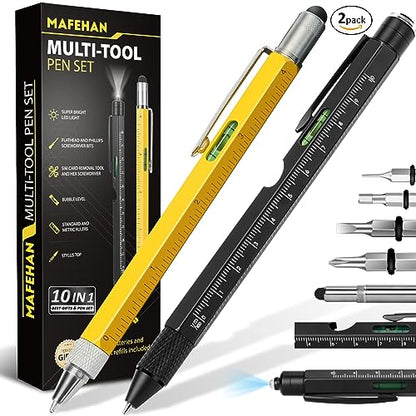 MAFEHAN 10-in-1 Multitool Pen Set, Gifts for Men Dad Husband Grandpa - color: Black&yellow