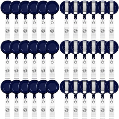 Zonon 100 Pcs Retractable Badge Reel ID Holder with Clip,Dark Blue - color: Dark Blue