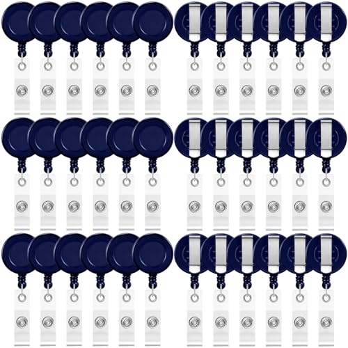Zonon 100 Pcs Retractable Badge Reel ID Holder with Clip,Dark Blue - color: Dark Blue